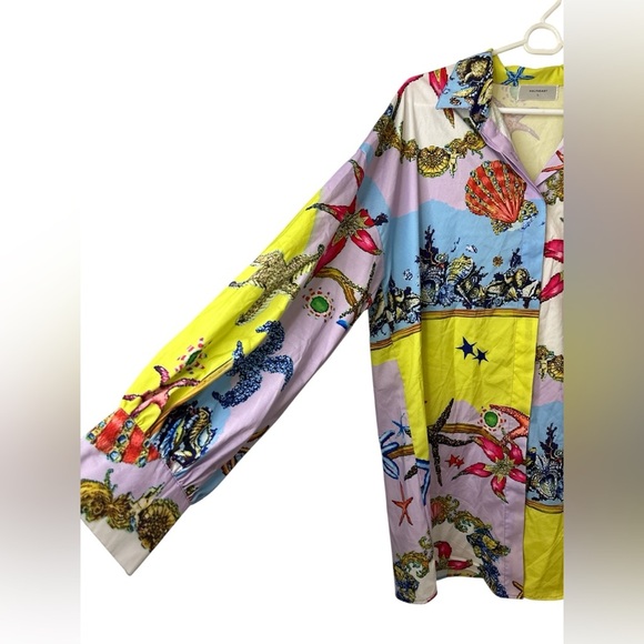 Halfheart Colorful Sea Ocean Patterned Button-Up Shirt NWOT - Picture 3 of 5